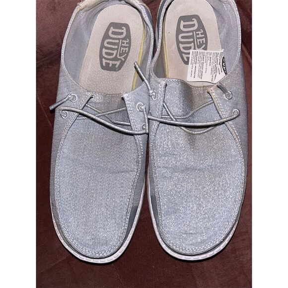 Hey Dude Women's Wendy Metallic Sparkle Silver Shoes Size 11 Casual - Picture 3 of 6
